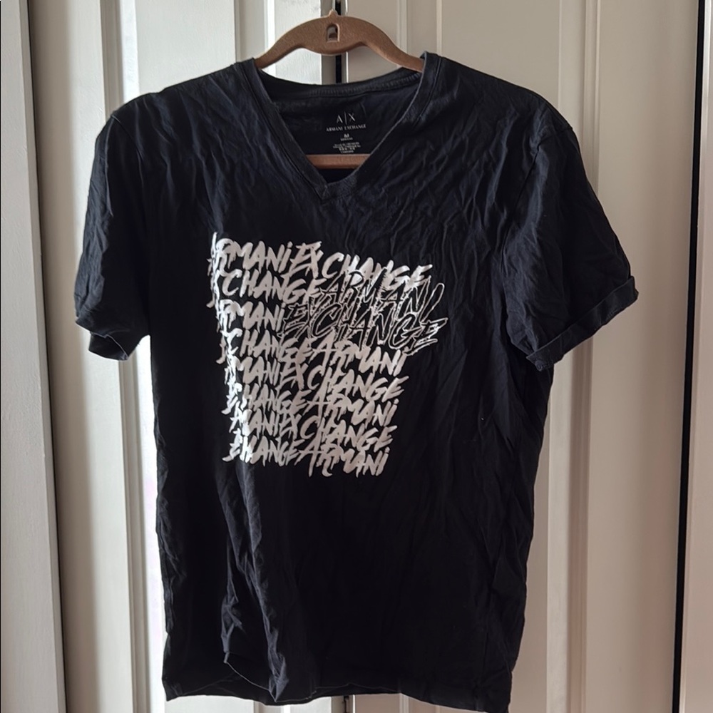 Armani Exchange Black and White Short Sleeve Tee
